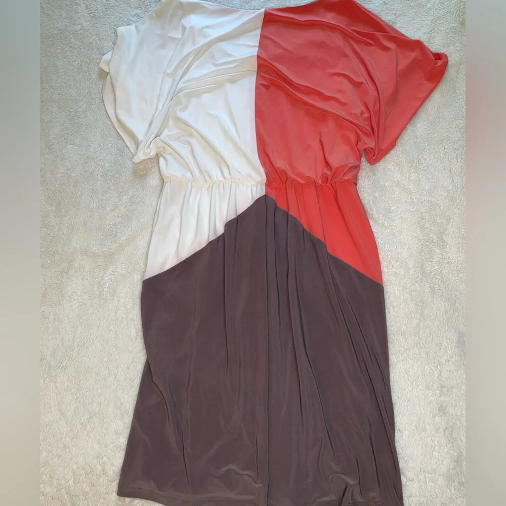 Dress Barn color block orange‎ brown and white dress - Picture 6 of 7